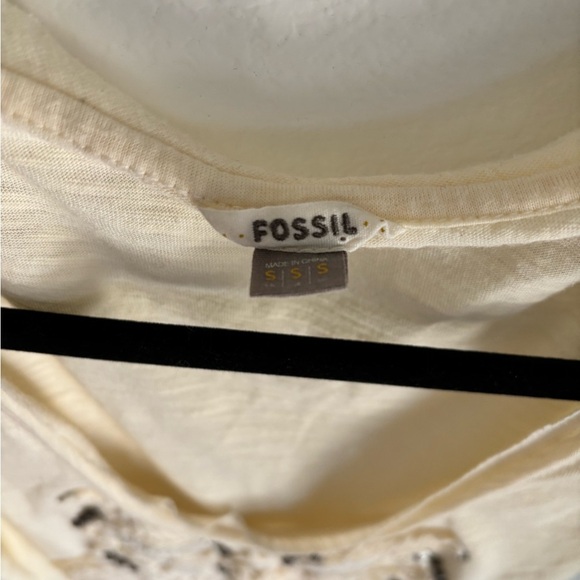Fossil Embroidered Tank Top Cream Beige Sleeveless Boho Style Size S - Picture 3 of 7